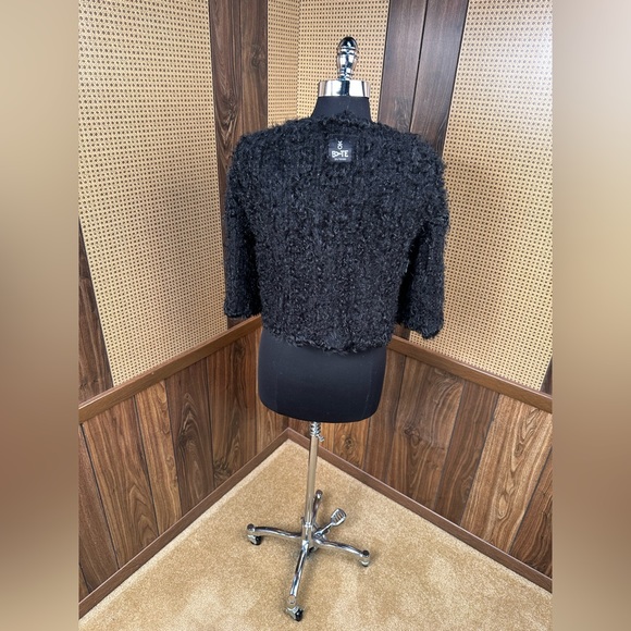 Byte By Giuliana Teso Black Curly Lamb Fur Jacket Coat 40 - Picture 10 of 12